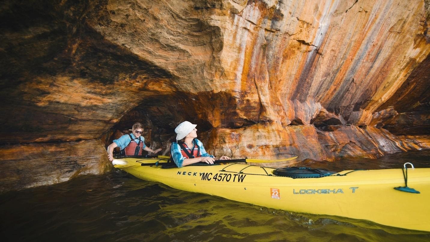Get so close to touch the Pictured Rocks. PC: Pictured Rocks Kayaking.