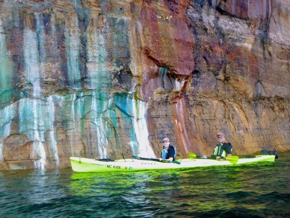 See the colors of the Pictured Rocks up close on a kayaking tour.