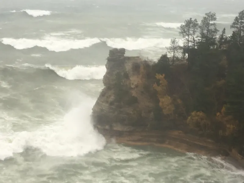 A wavy day at Miners Castle in the Pictured Rocks park